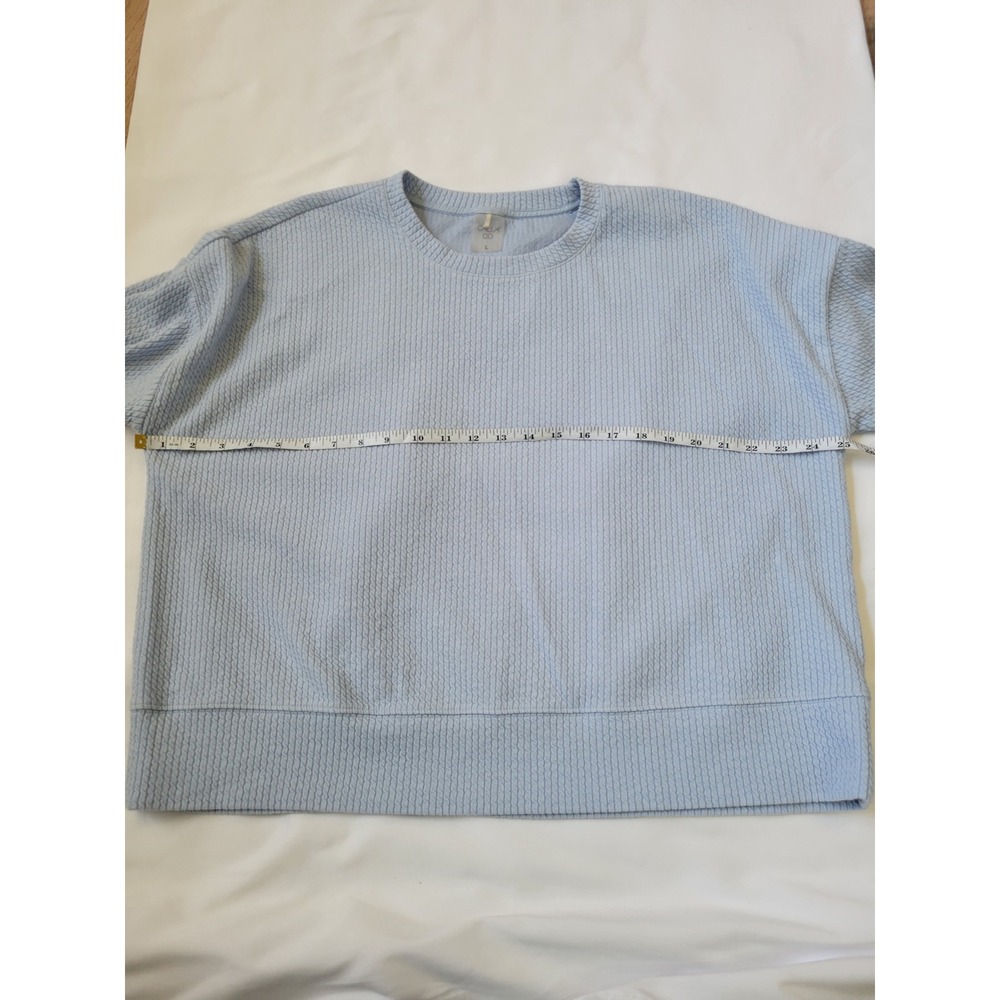 CALIA Carrie Underwood Light Blue Textured Waffle Knit Long Sleeve Top Large - Picture 3 of 6